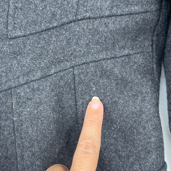 Y2K Miss Sixty Wool Military Hooded Pea Coat Sz S Double Breasted Goth Academia - Picture 9 of 12